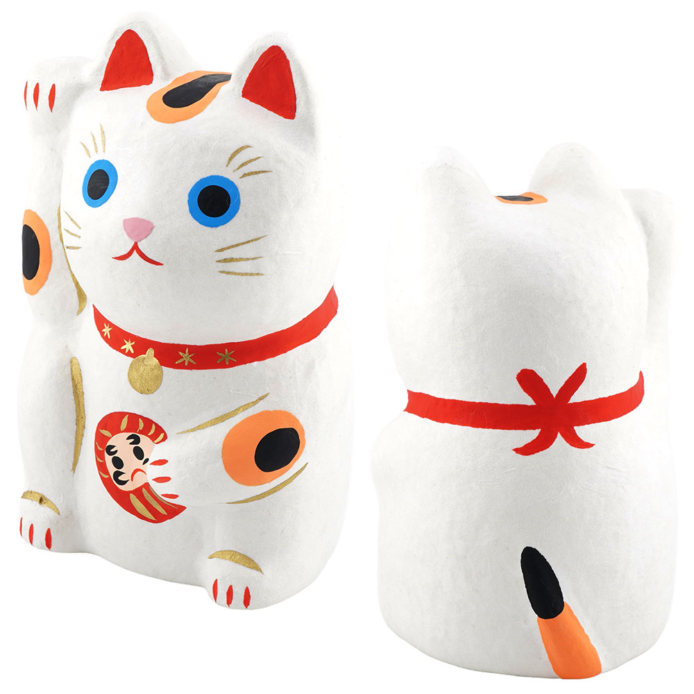張り子 招き猫（大） 和雑貨/招き猫/ちりめん/民芸品/紙人形/一千乃