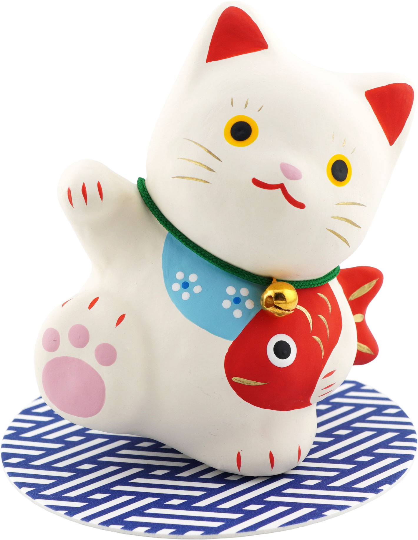 張り子 鯛持ちまねき　和雑貨/招き猫/ちりめん/民芸品/紙人形/一千乃 |  | 01