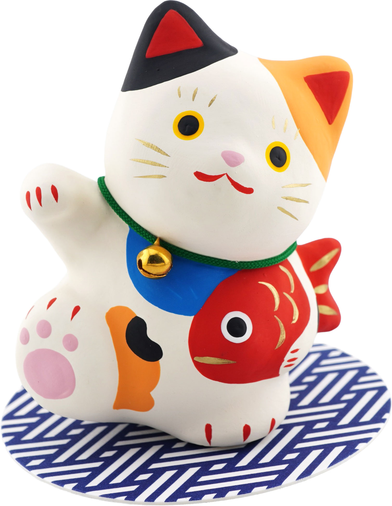 張り子 鯛持ちまねき　和雑貨/招き猫/ちりめん/民芸品/紙人形/一千乃 |  | 02