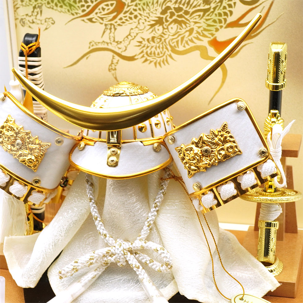 久月 久月作 6号 伊達兜 アクリルケース飾り アイボリー 五月人形/兜