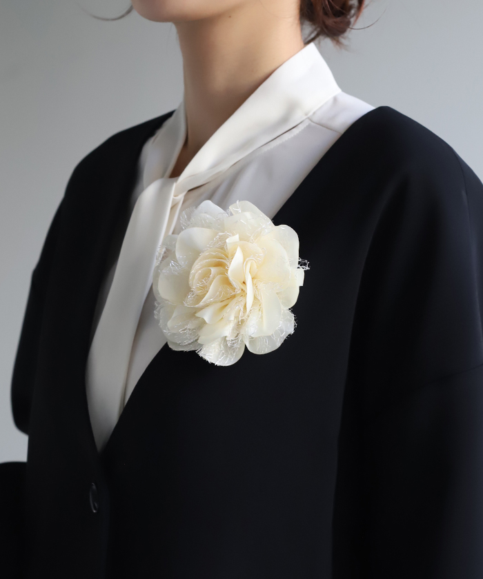 コサージュ フラワー レース フォーマル アクセサリー ブローチ ピン クリップ アクセ レディース 上品 | HUG.U | 01