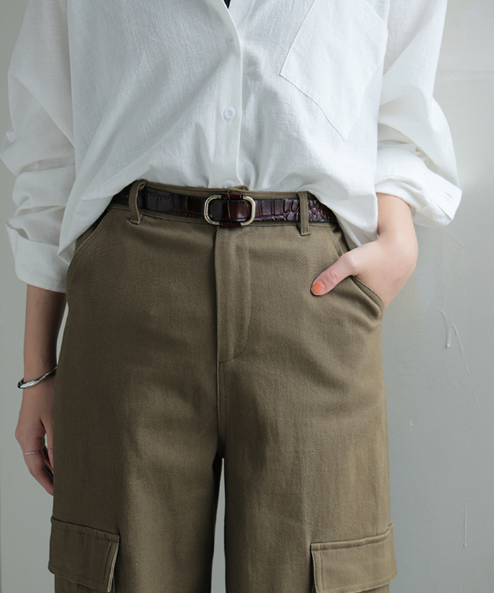 ベルト 穴なし 本革 レディース バックル レザー 太ベルト レザーベルト ファッションベルト 革 ビジネス 細い 無段階調整 オフィス 仕事 ウエストマーク | HUG.U | 10