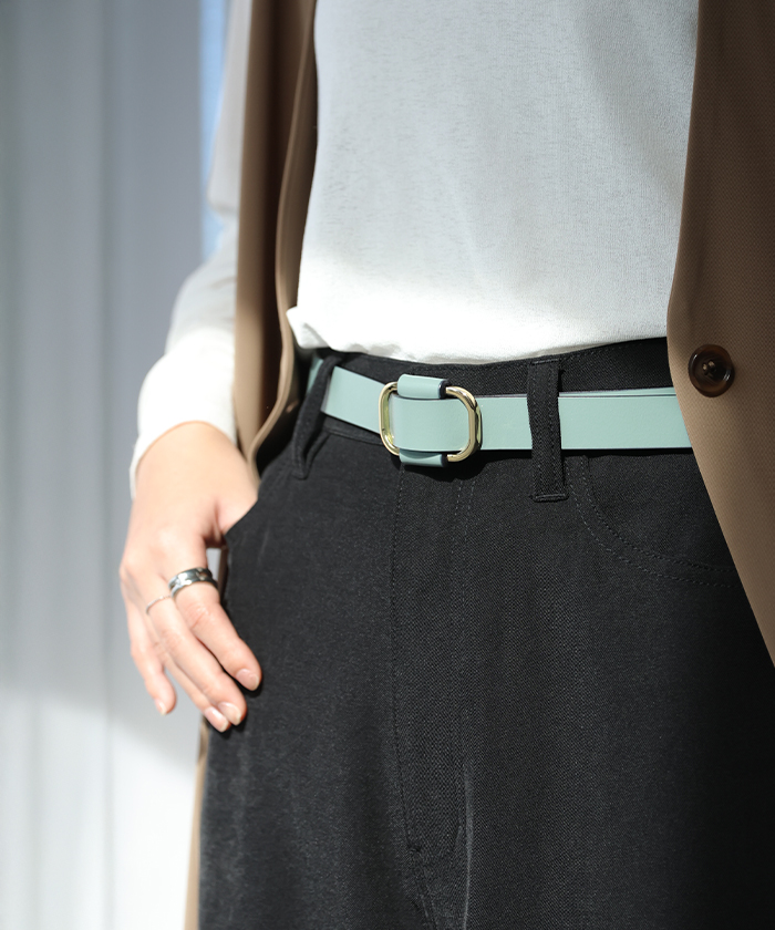 ベルト 穴なし 本革 レディース バックル レザー 太ベルト レザーベルト ファッションベルト 革 ビジネス 細い 無段階調整 オフィス 仕事 ウエストマーク | HUG.U | 07