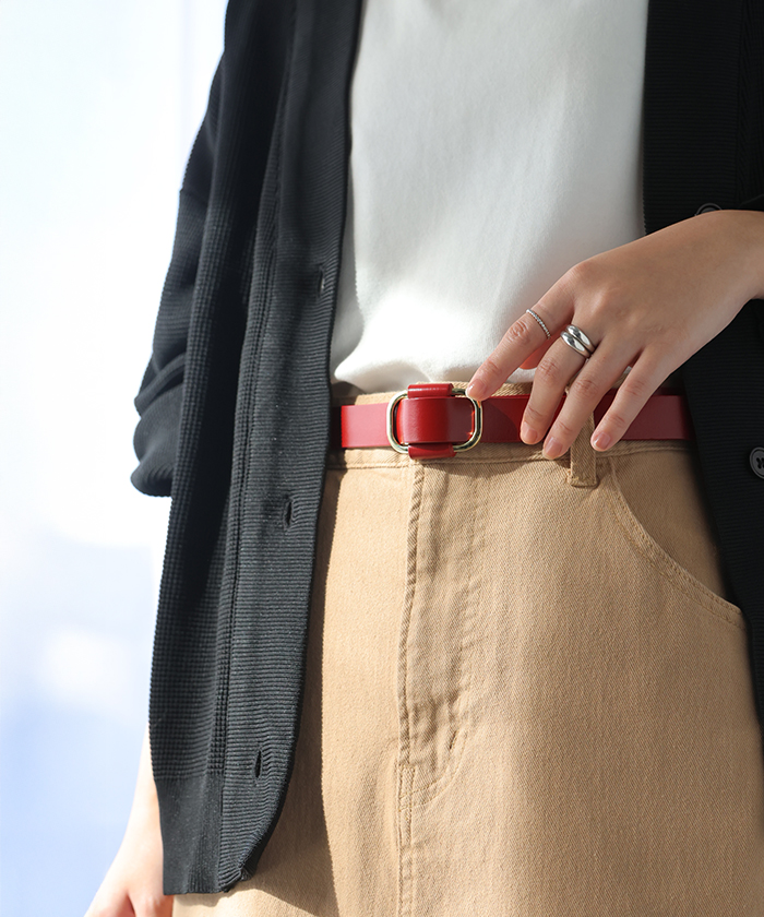 ベルト 穴なし 本革 レディース バックル レザー 太ベルト レザーベルト ファッションベルト 革 ビジネス 細い 無段階調整 オフィス 仕事 ウエストマーク | HUG.U | 04