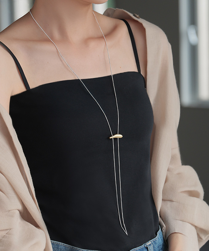 ネックレス ループタイ 風 チェーン チェーンネックレス ロング ロングネックレス ループ ポーラータイ ダブル レイヤード シルバーアクセサリー gold silver | HUG.U | 01