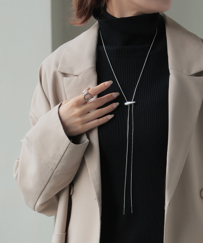 ネックレス ループタイ 風 チェーン チェーンネックレス ロング ロングネックレス ループ ポーラータイ ダブル レイヤード シルバーアクセサリー gold silver | HUG.U | 02