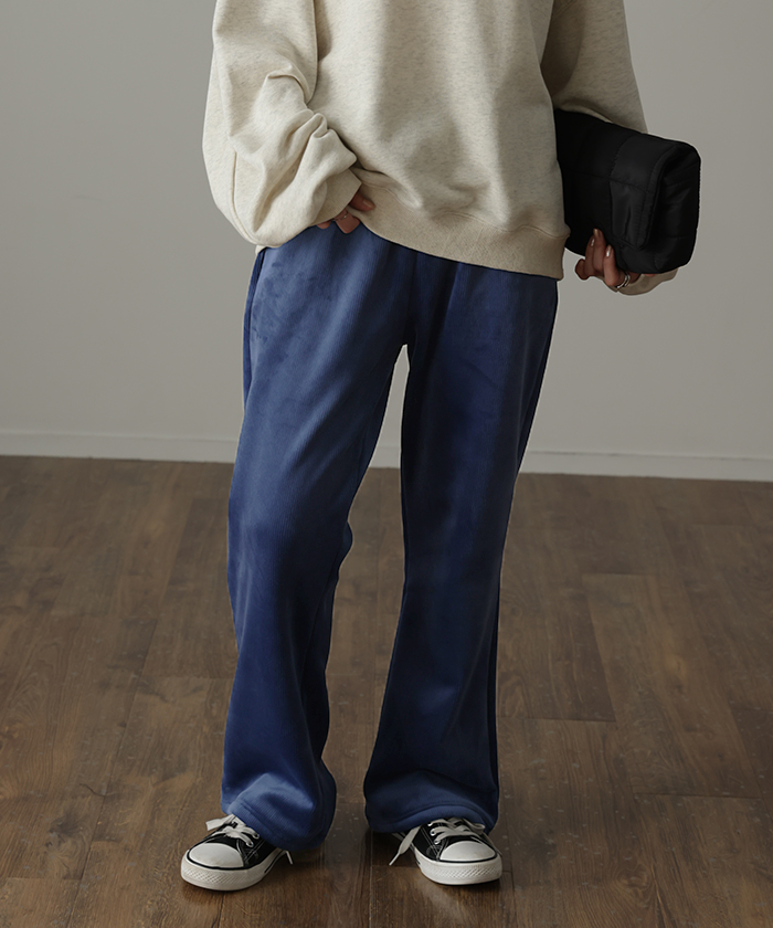 パンツ レディース 裏起毛 暖か フレアパンツ ロング ボア ボトムス 厚手 ゴム ストレッチ 極暖 裏ボア | HUG.U | 03