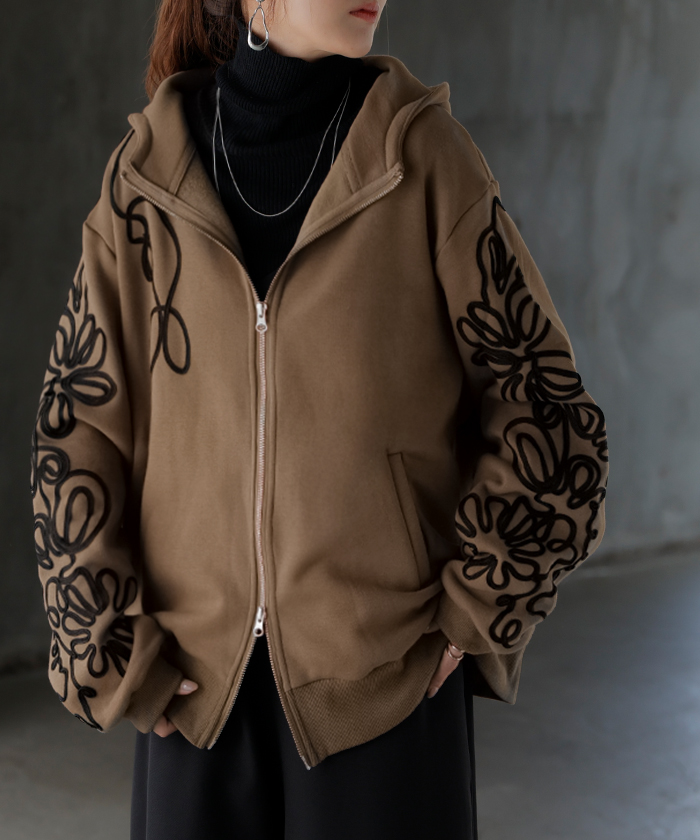 HUG.U（ハグユー） パーカー 裏シャギー 裏毛 刺繍 スウェット