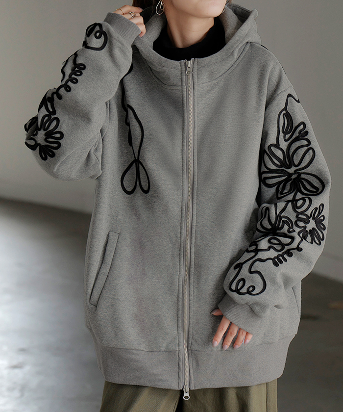 HUG.U（ハグユー） パーカー 裏シャギー 裏毛 刺繍 スウェット