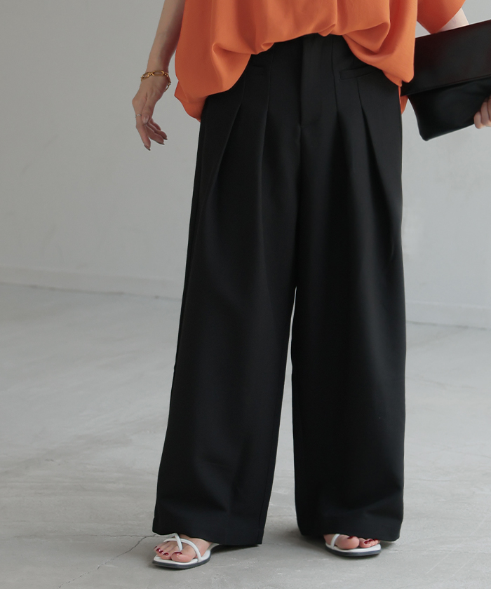 パンツ レディース ボトムス ズボン レディースパンツ レディースボトムス レディースズボン ワイドパンツ 汗ジミ目立ちにくい きれいめ おしゃれ オフィス HUG.U パンツ ワイド ボトムス レディース ボトム ズボン ずぼん