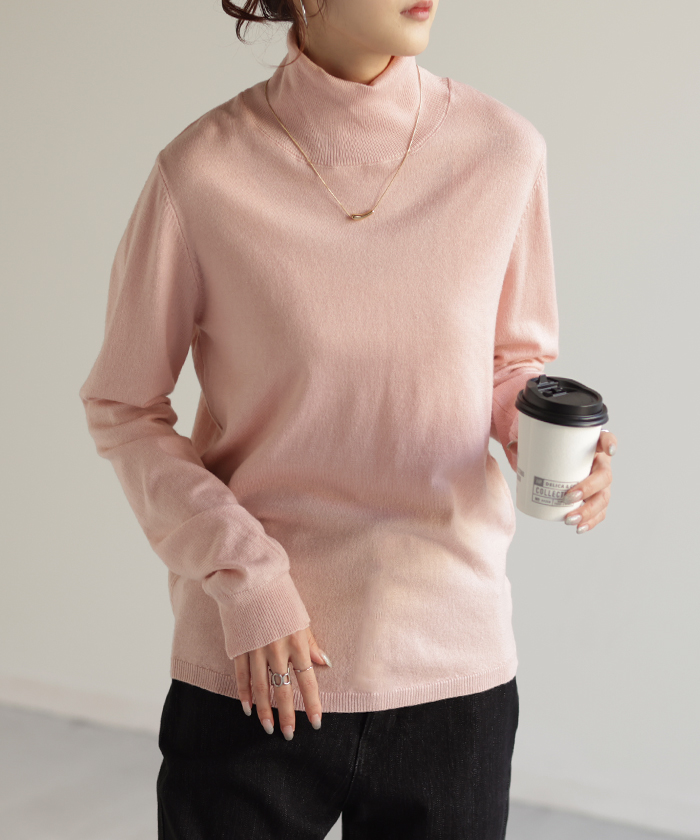 ニット インナー タートル レディース タートルネック トップス カットソー リブ タートルニット ハイネック | HUG.U | 05