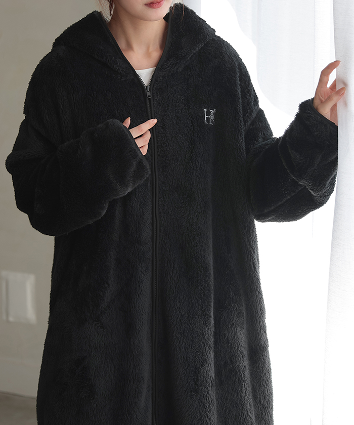 ルームウェア レディース 着る毛布 あったか 暖か 部屋着 ボア ロング ロングワンピース パーカー パーカーワンピ 起毛 | HUG.U | 09