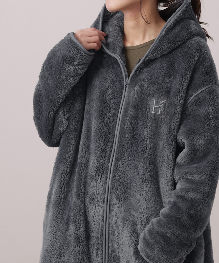 ルームウェア レディース 着る毛布 あったか 暖か 部屋着 ボア ロング ロングワンピース パーカー パーカーワンピ 起毛 | HUG.U | 08