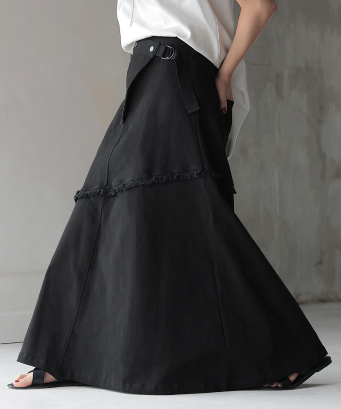 スカート Aライン ラップ チノ チノスカート Aラインスカート レディース フレア フレアスカート ボトムス | HUG.U | 04