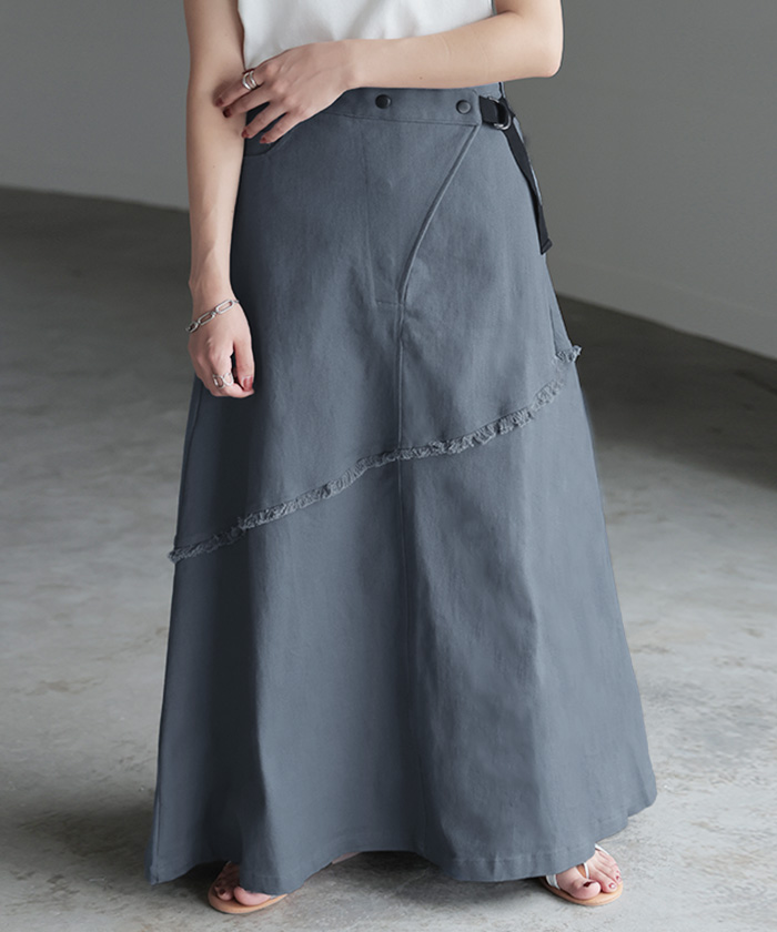 スカート Aライン ラップ チノ チノスカート Aラインスカート レディース フレア フレアスカート ボトムス | HUG.U | 02