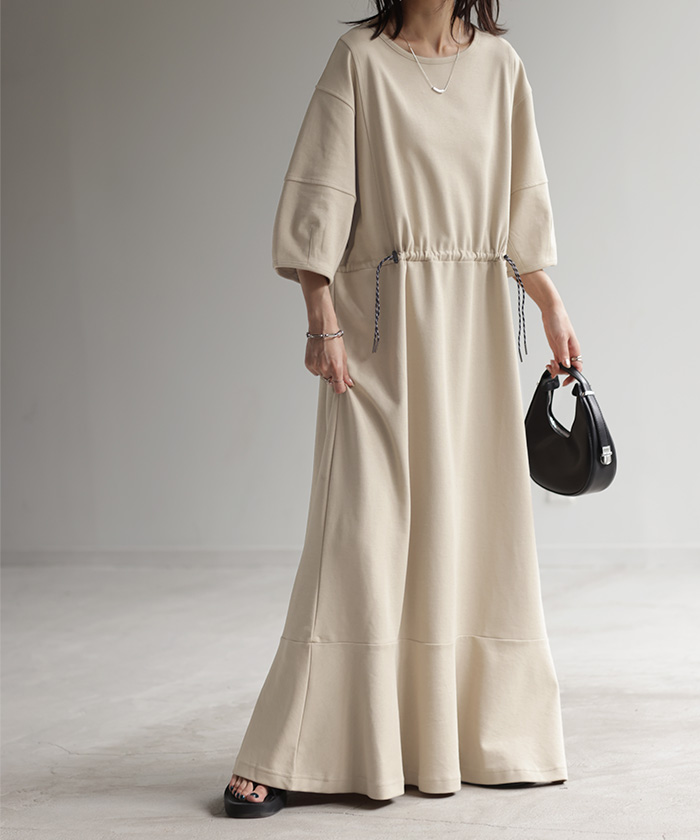 HUG.U（ハグユー） ワンピース ロング マーメイド ぽわん袖 レディース