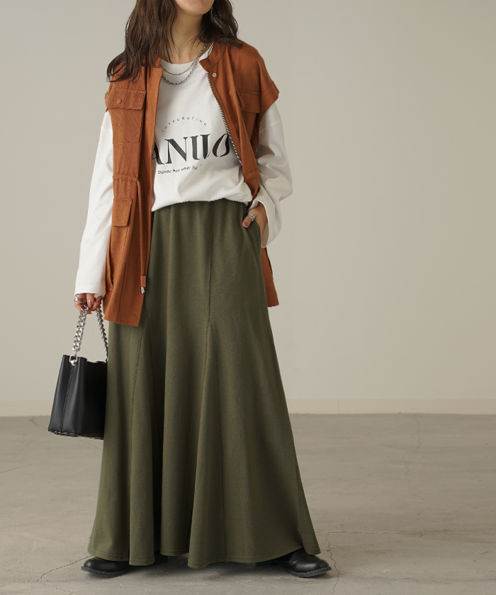 スカート スウェット Aライン 綿100％ レディース ロングスカート ボトムス スエット きれいめ フレア フレアスカート | HUG.U | 04