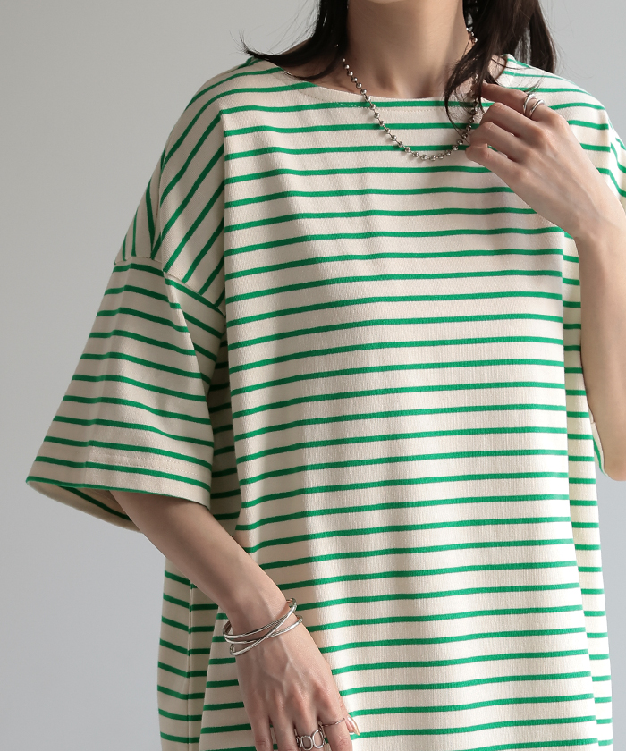 HUG.U（ハグユー） Tシャツ バスクT ボーダー 綿100％ レディース 半袖