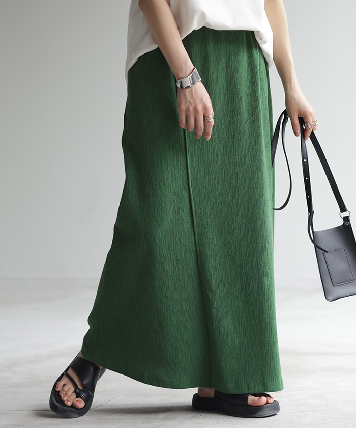 スカート タイトスカート ストレッチ レディース ボトムス 無地 ナロースカート 伸縮性 ウエストゴム | HUG.U | 03