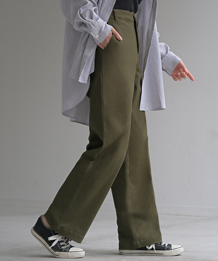 パンツ 選べる テーパード ストレート レディース テーパードパンツ ワイド ワイドパンツ | HUG.U | 04