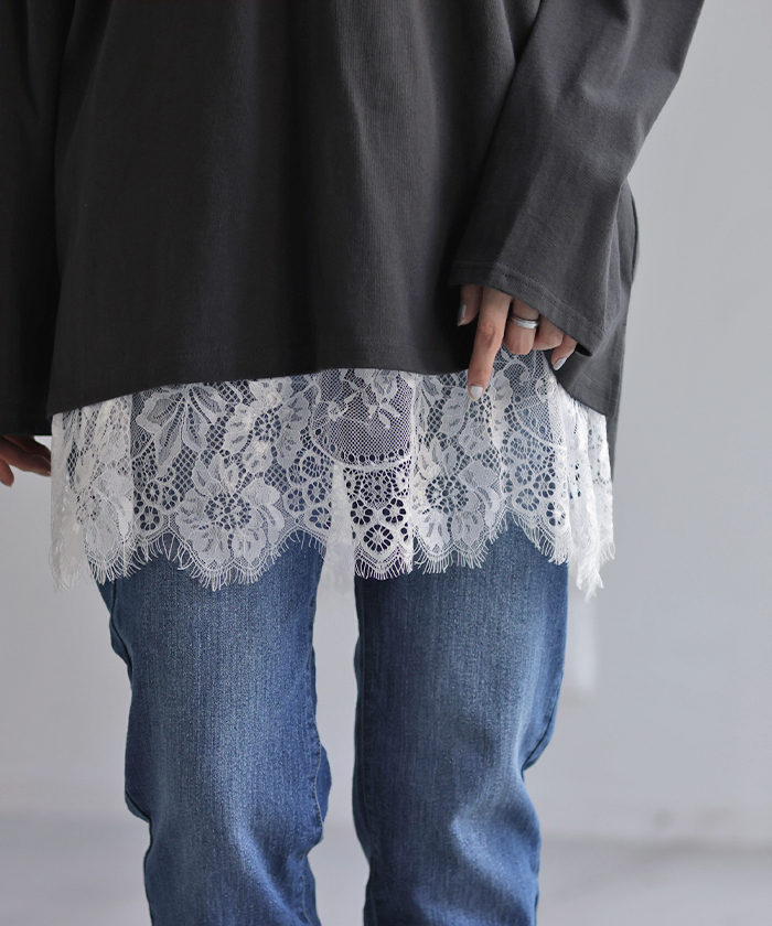 付け裾 レース レイヤード レディース 重ね着風 つけ裾 付け裾 重ね着 花柄 スカート ボックス インナー フェイクレイヤード 腹巻 | HUG.U | 01