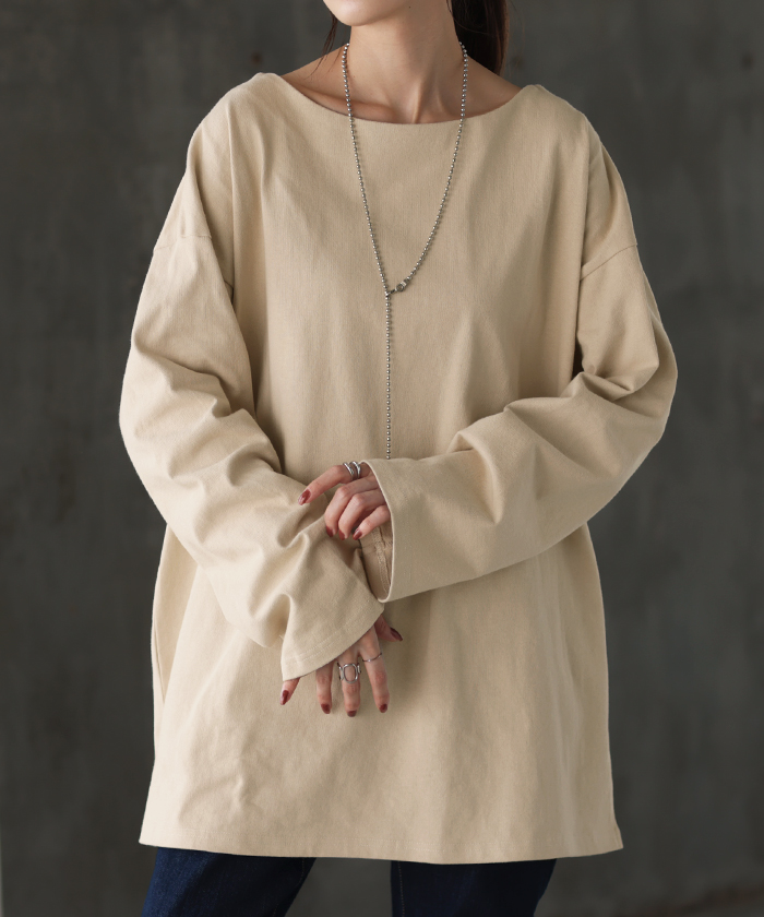 カットソー レディース ロンT 選べる Uネック Vネック 綿100% レディース トップス ティーシャツ 無地 長袖 Tシャツ | HUG.U | 08