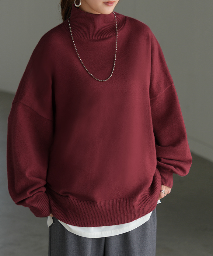 ニット タートルネック レディース セーター 体型カバー タートルニット トップス 長袖 ハイネック ハイネックニット | HUG.U | 08