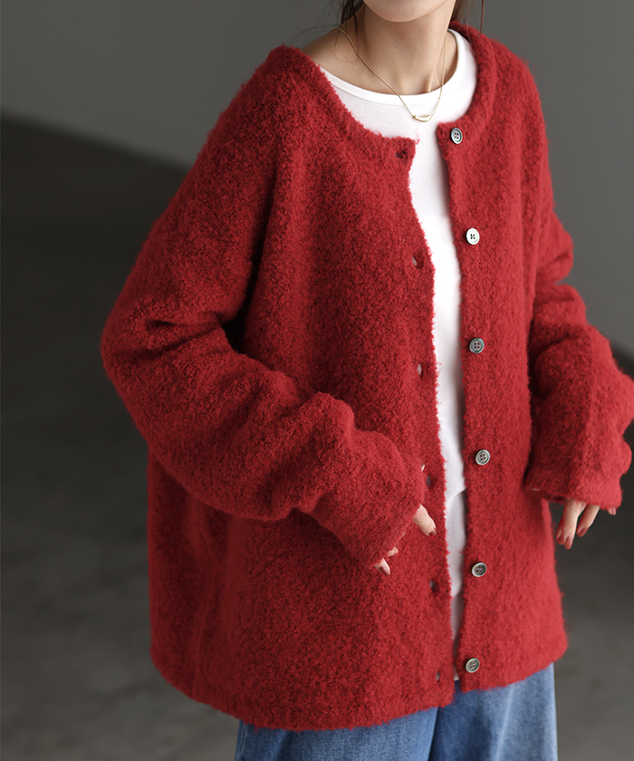 カーディガン ニット レディース セーター トップス 長袖 カーデ ニットカーディガン ロングカーデ ブークレニット | HUG.U | 02