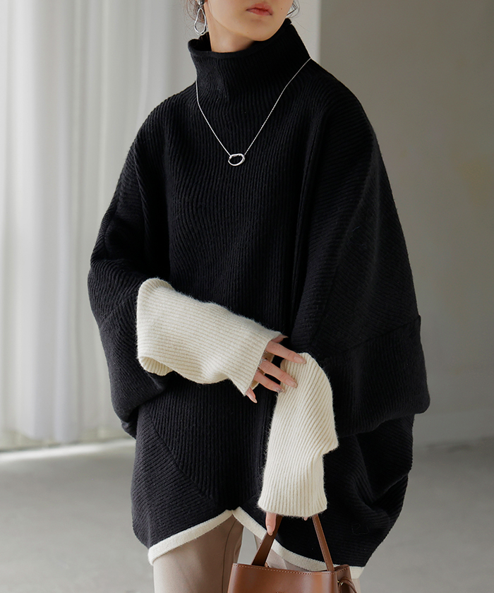 ニット トップス レディース コクーン ドルマン セーター ドルマンスリーブ ドルマンセーター 体型カバー ドルマンニット チュニック 長袖 長い | HUG.U | 04