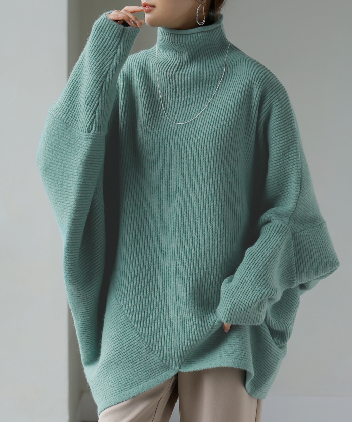 ニット トップス レディース コクーン ドルマン セーター ドルマンスリーブ ドルマンセーター 体型カバー ドルマンニット チュニック 長袖 長い | HUG.U | 08