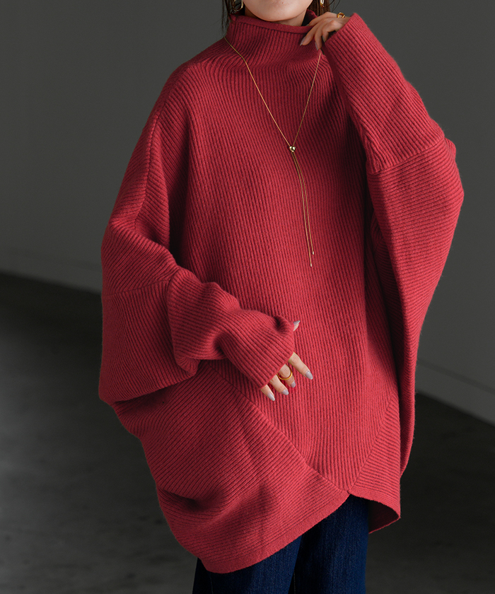 ニット トップス レディース コクーン ドルマン セーター ドルマンスリーブ ドルマンセーター 体型カバー ドルマンニット チュニック 長袖 長い | HUG.U | 09