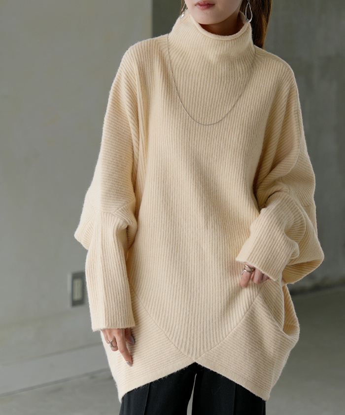 ニット トップス レディース コクーン ドルマン セーター ドルマンスリーブ ドルマンセーター 体型カバー ドルマンニット チュニック 長袖 長い | HUG.U | 05