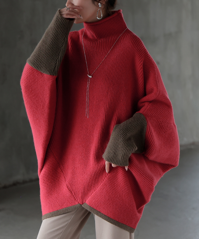 ニット トップス レディース コクーン ドルマン セーター ドルマンスリーブ ドルマンセーター 体型カバー ドルマンニット チュニック 長袖 長い | HUG.U | 02