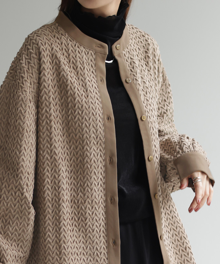 シャツ トップス ロング モールヤーン レディース ロングシャツ チュニック ブラウス Uネック 柄シャツ HUG.U シャツ トップス ロング モールヤーン レディース ロング