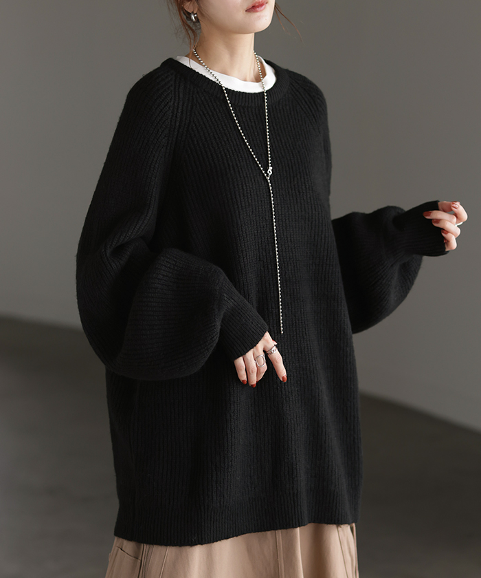 HUG.U（ハグユー） ニット ボリュームスリーブ ロング レディース