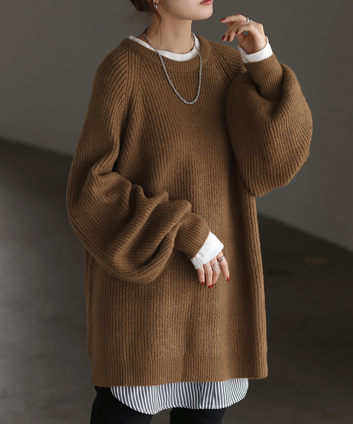 HUG.U（ハグユー） ニット ボリュームスリーブ ロング レディース