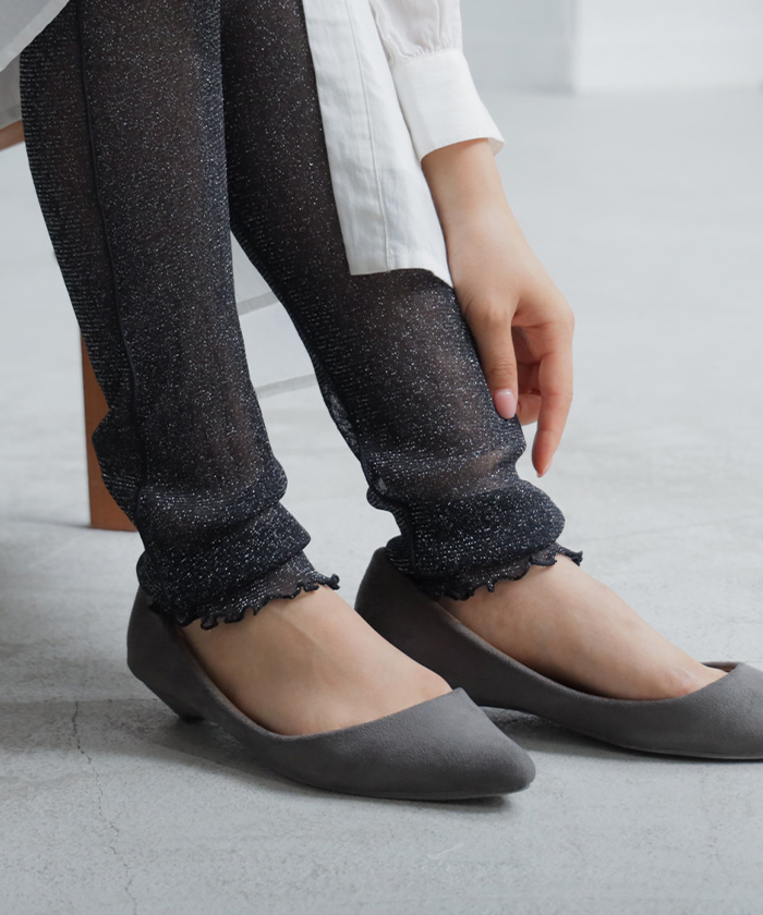 レギンス ラメ シアー スパッツ くしゅくしゅ ルーズ 下着 レギパン タイツ ロング インナー パンツ 大きいサイズ カットソーパンツ ボトムス レディース | HUG.U | 03