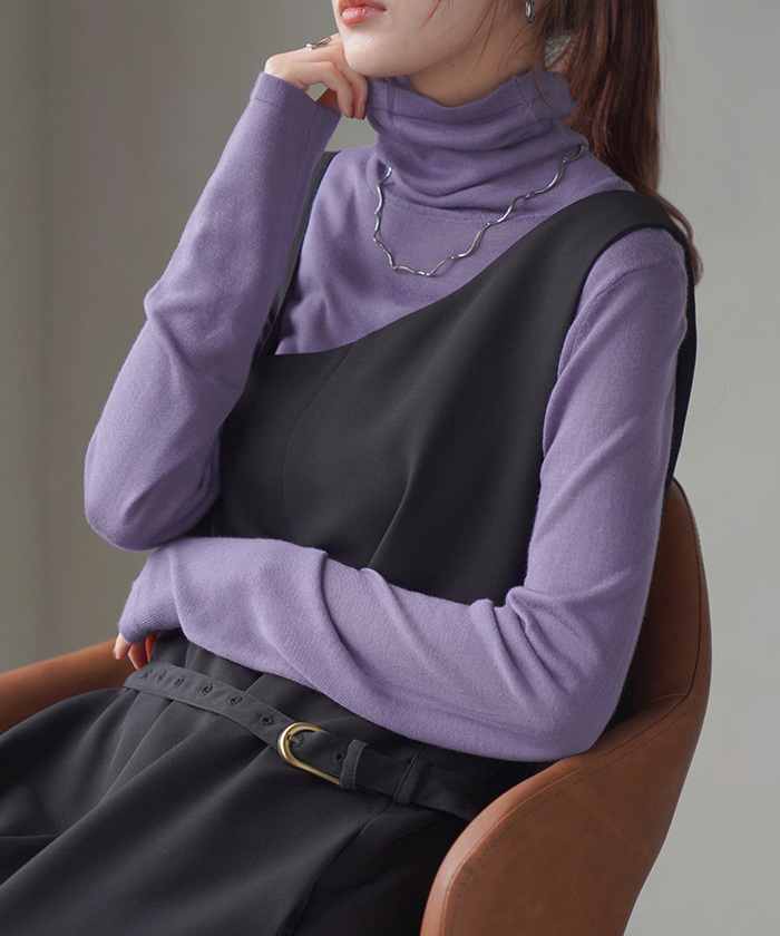 インナー ニット インナー タートル レディース タートルネック トップス カットソー リブ タートルニット ハイネック レイヤード 下着 長袖 | HUG.U | 04