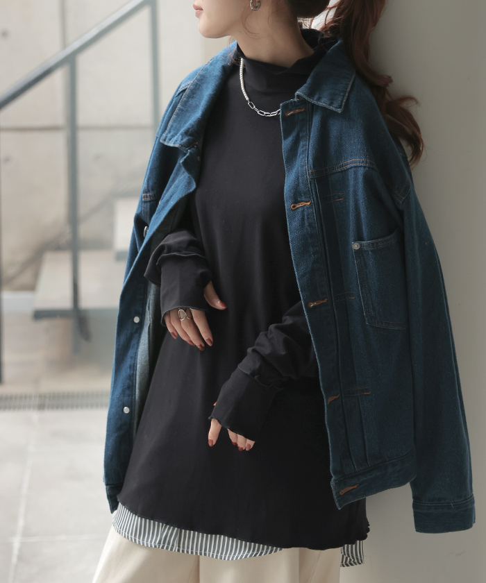 トップス 吸湿 発熱 レディース 微起毛 インナー メロー 無地 長袖 ロング ロンT ドルマン お尻が隠れる 指穴 ストレッチ チクチクしない ドロップショルダー | HUG.U | 04