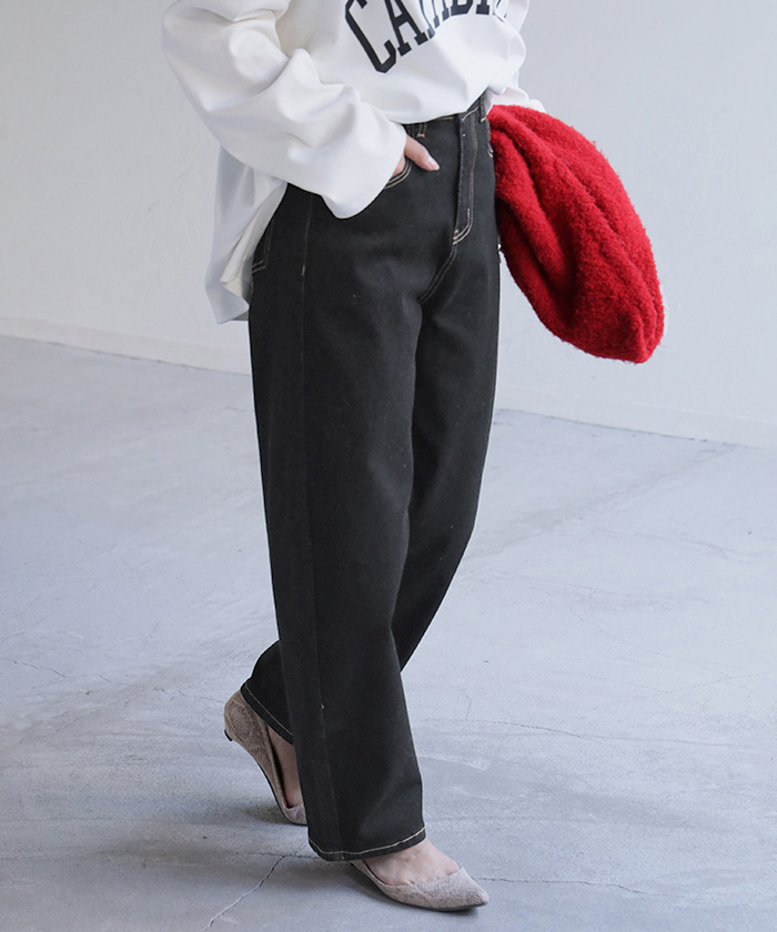 パンツ デニム バレルレッグ ロング レディース ボトムス ロングパンツ ジーパン ジーンズ 無地 バルーン | HUG.U | 03