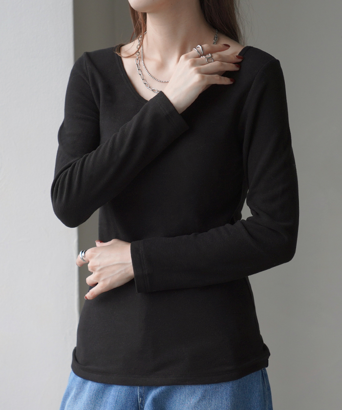 インナー レディース トップス 体感＋3.1℃ 発熱 カップ付き レディース 長袖 無地 チクチクしない 蒸れにくい 暖か HEATVEIL | HUG.U | 04