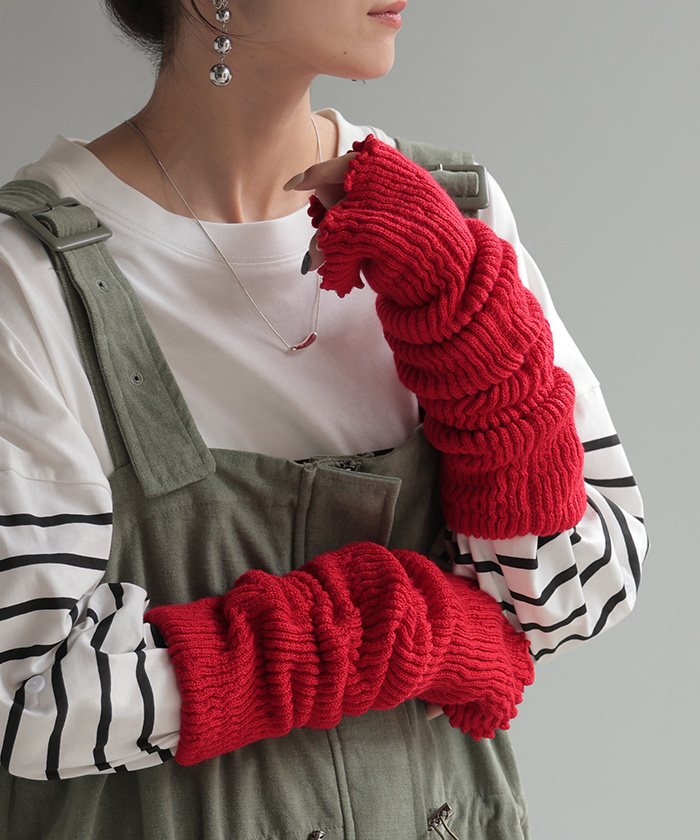 レッグウォーマー 発熱 ニット しめつけない レディース アームウォーマー ロング 暖かい ソックス 保温 温活 快眠 冷え取り 無地 ゆったり | HUG.U | 03