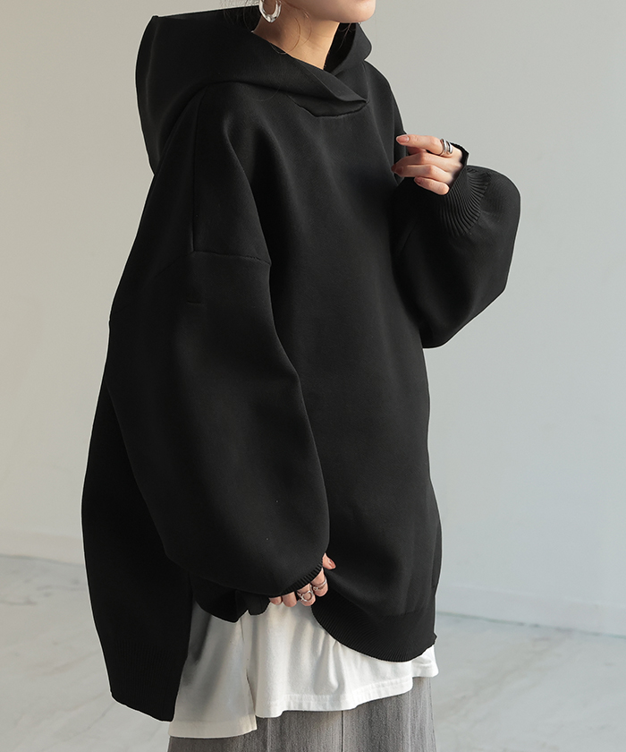 パーカー スポンジニット ニットパーカー ニット スポーティー レディース ライトアウター トップス プルオーバー | HUG.U | 05