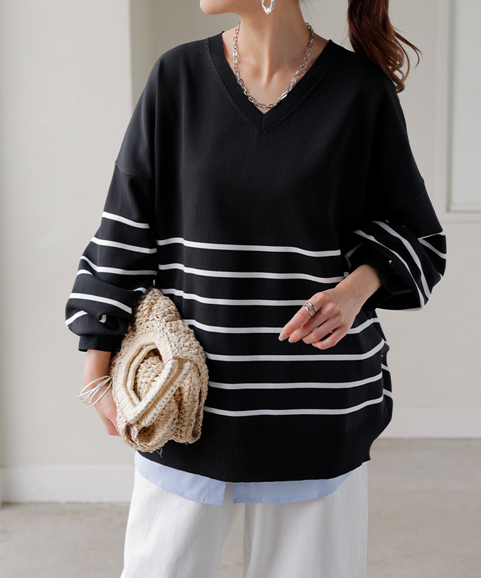 ニット チクチクしない スポンジニット レディース トップス セーター トレーナー オーバー | HUG.U | 11