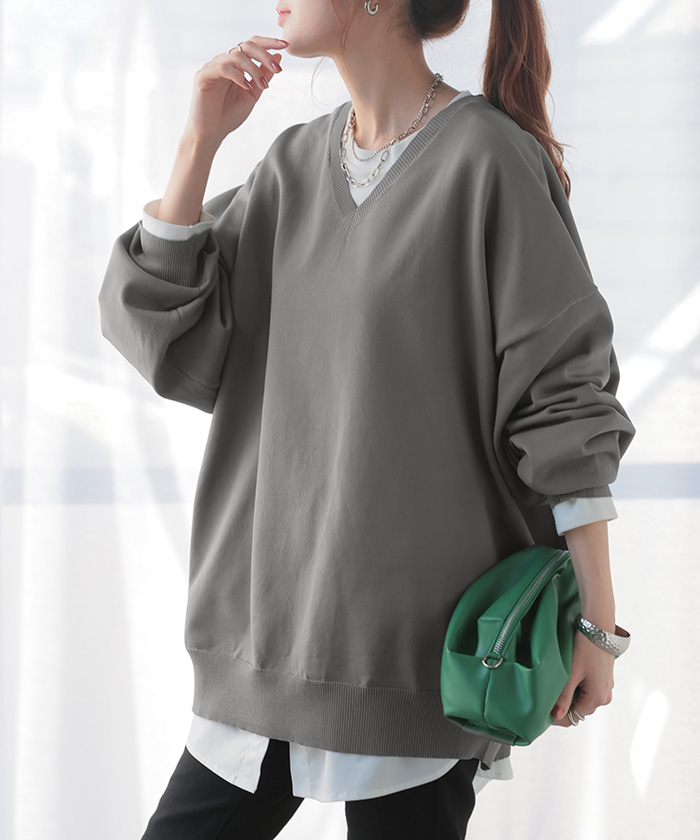 ニット チクチクしない スポンジニット レディース トップス セーター トレーナー オーバー | HUG.U | 07