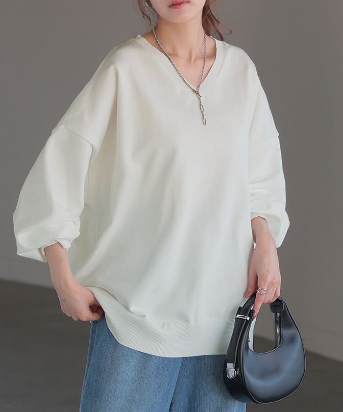 ニット チクチクしない スポンジニット レディース トップス セーター トレーナー オーバー | HUG.U | 01