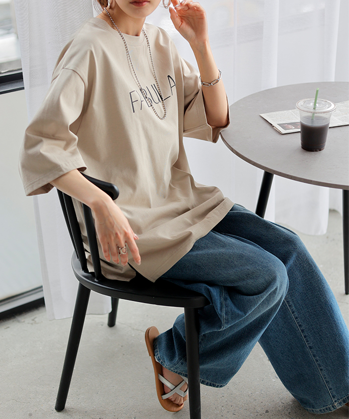 Tシャツ ロゴ 接触冷感 ＵＶカット トップス レディース 半袖 プリント カットソー ロング ティーシャツ | HUG.U | 02