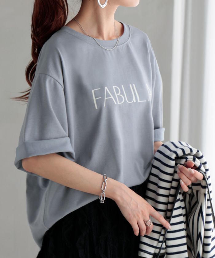 Tシャツ ロゴ 接触冷感 ＵＶカット トップス レディース 半袖 プリント カットソー ロング ティーシャツ | HUG.U | 03