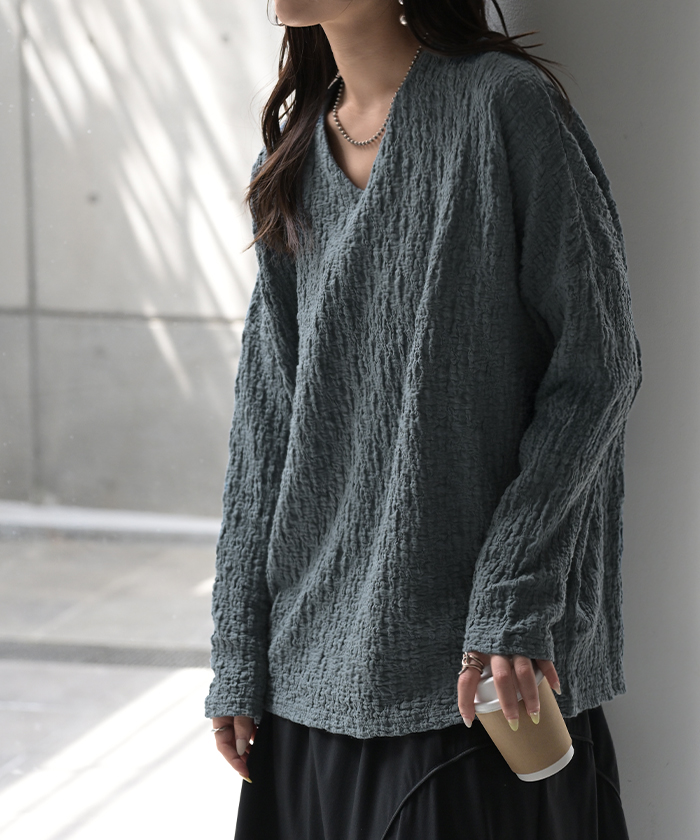 ロンT ドルマン トップス レディース 長袖 Tシャツ カットソー ロング ティーシャツ プルオーバー | HUG.U | 02