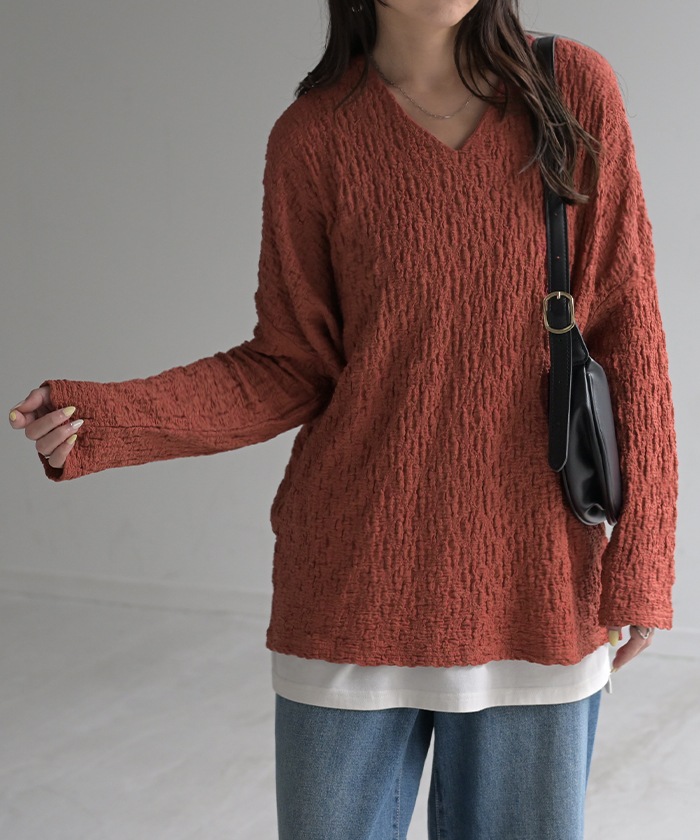 ロンT ドルマン トップス レディース 長袖 Tシャツ カットソー ロング ティーシャツ プルオーバー | HUG.U | 03